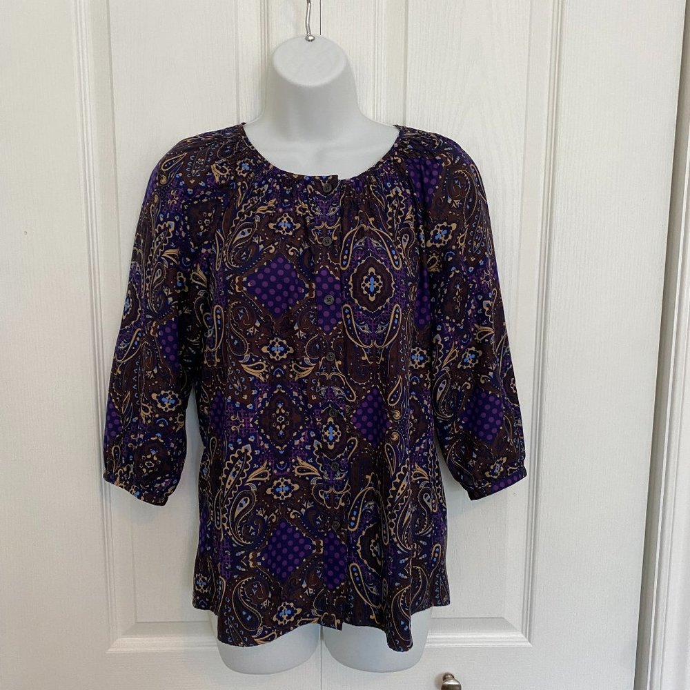 Banana Republic satin-feel, button-front blouse